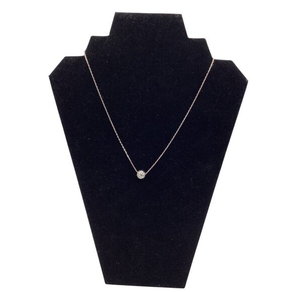 White Gold Plated "O" Word Necklace S925 Chain Italy 16in Delicate Pendant Jewel - Picture 1 of 8